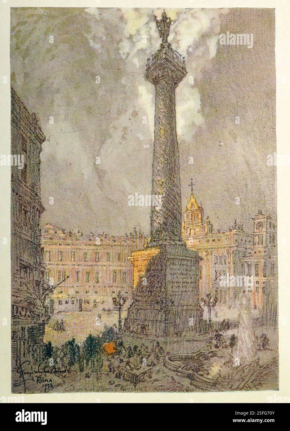 Saint Paul Column Rome Column of Marcus Aurelius, Statue of St. Paul Rome, Italy - George ...