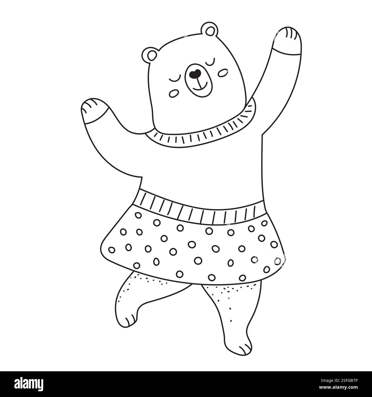 dancing bear sketch, doodle isolated Stock Vector