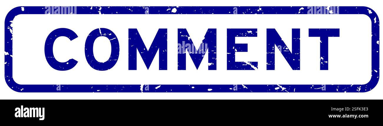 Grunge blue comment word square rubber seal stamp on white background Stock Vector