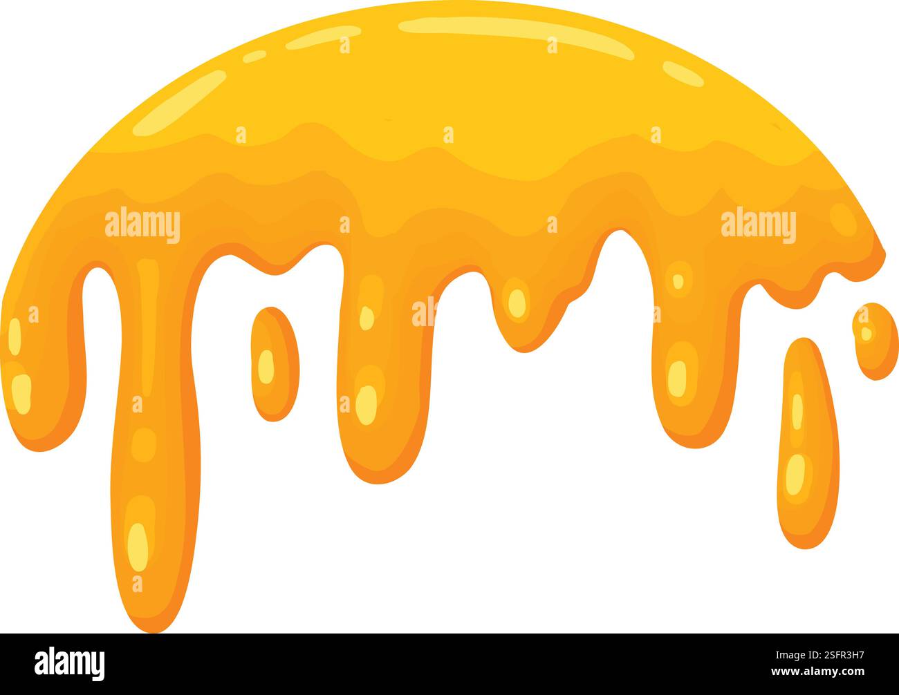 Cartoon honey splash. Sweet syrup dripping spots, melting liquid honey ...