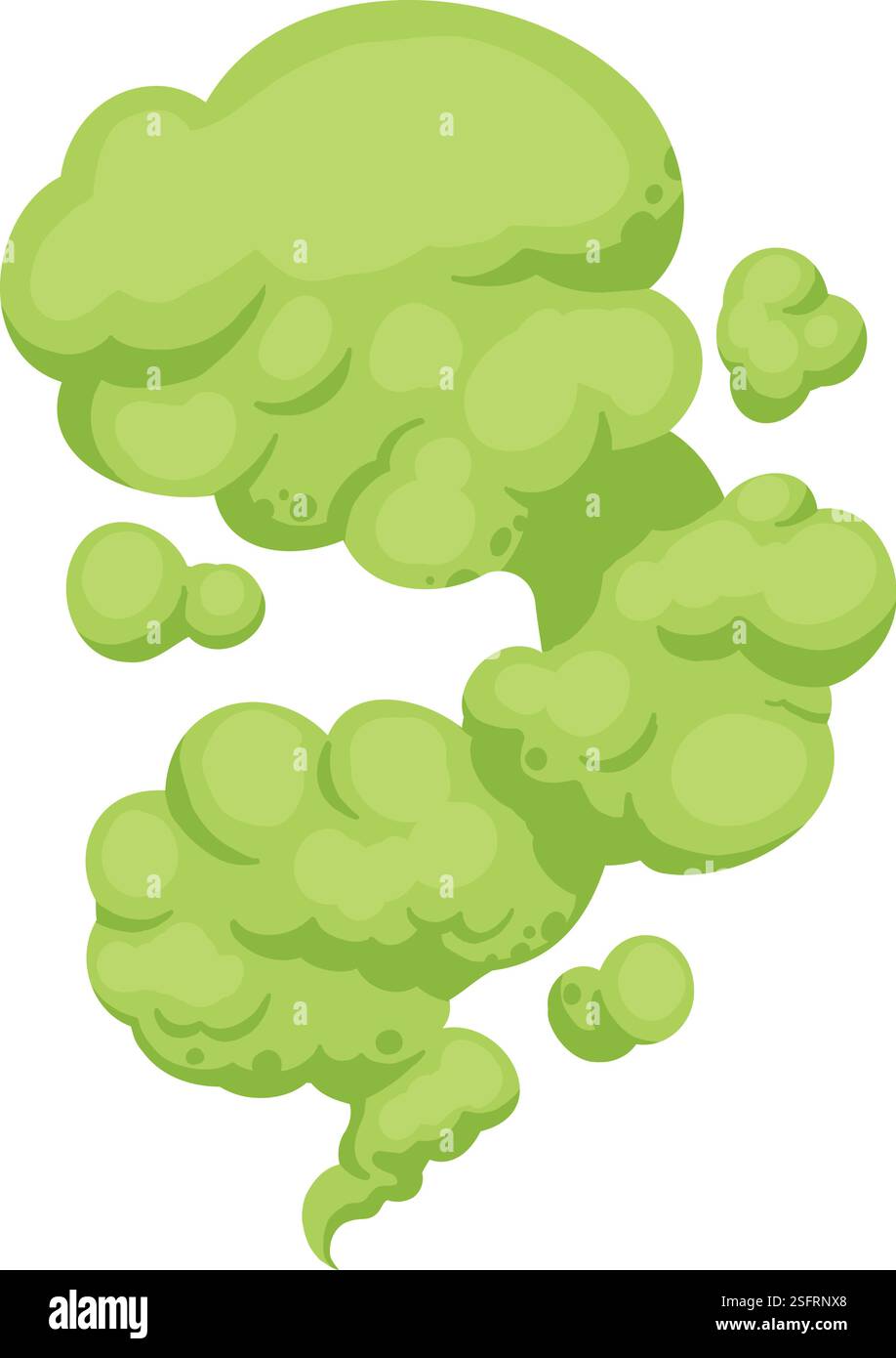 Green smoke cloud. Cartoon stream clouds, comic dust steaming, bright ...