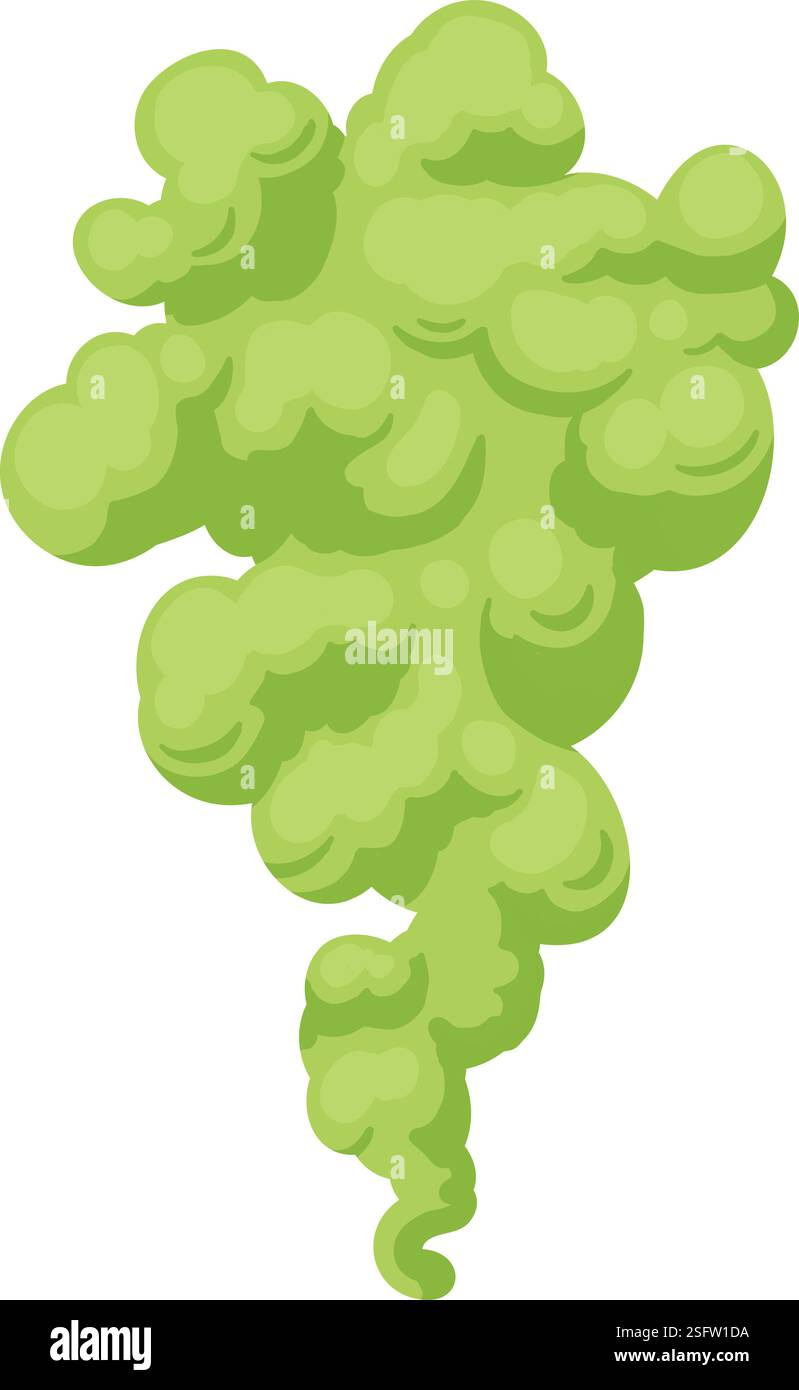 Green smoke cloud. Cartoon stream clouds, comic dust steaming, bright ...