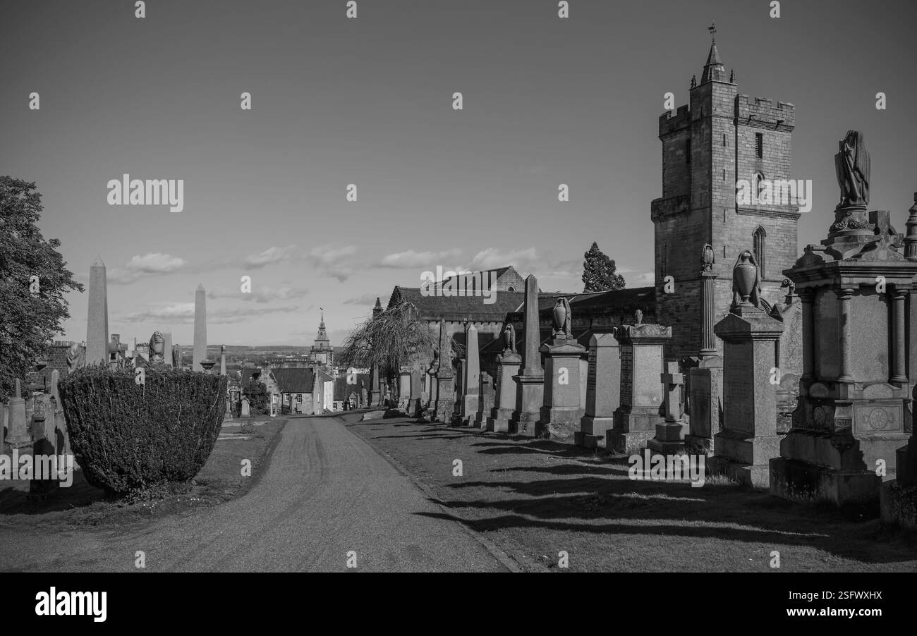 New Calton Burial Ground in the old Town of Edinburgh / Grave of the famous philosopher David Hume Stock Photo