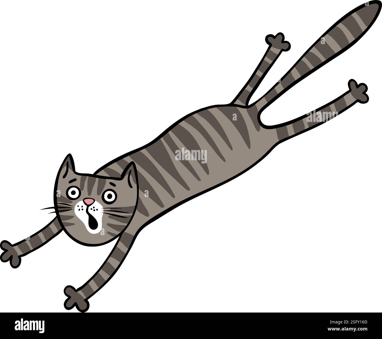 Funny jumping isolated cartoon cat Stock Vector Image & Art - Alamy