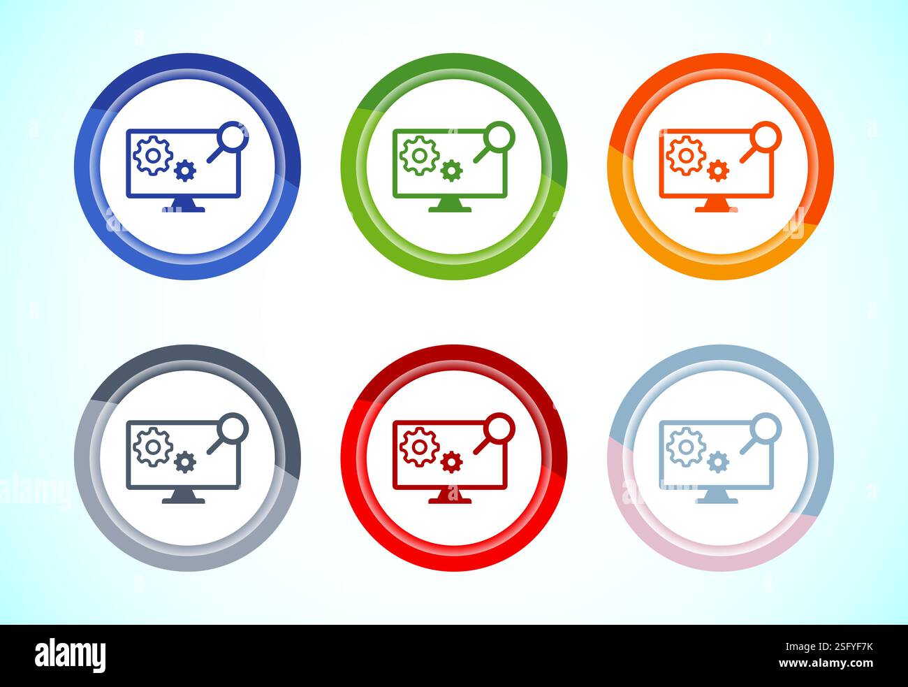Information technology icon design illustration. Digital tech icon, 6 ...