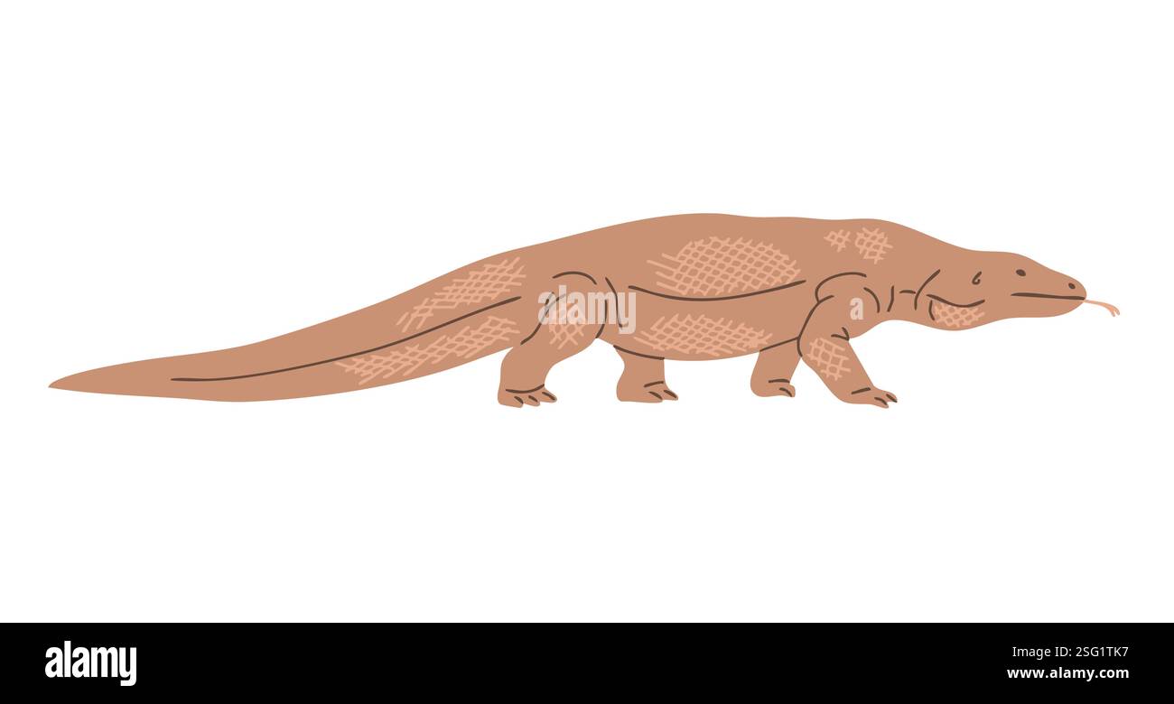 Illustration of a Komodo dragon isolated on white background Stock ...