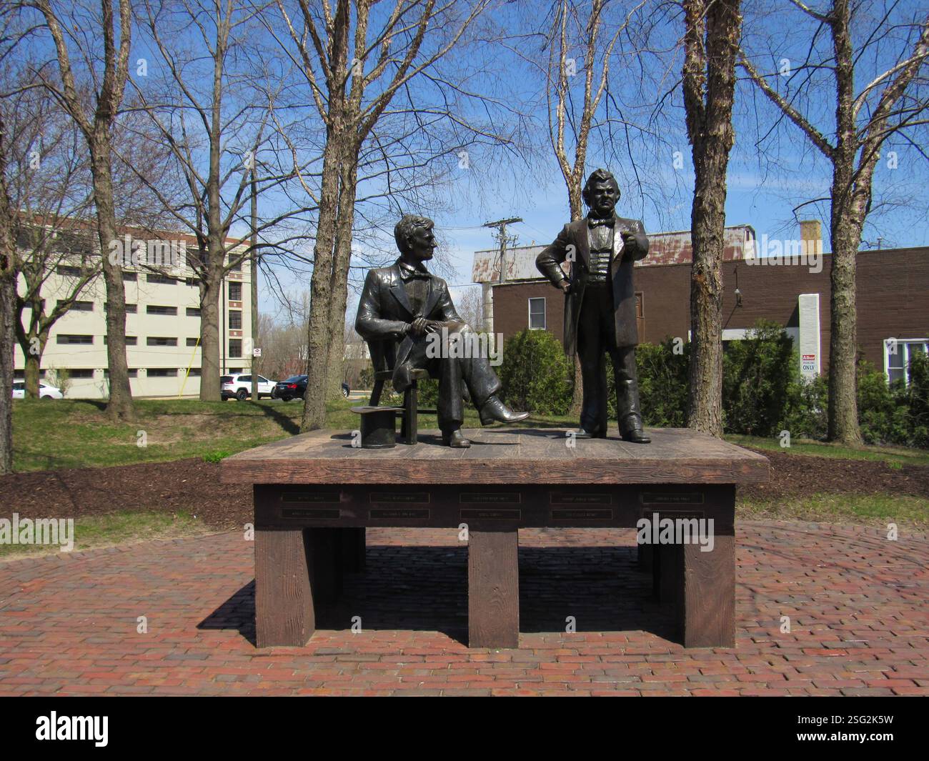 Lincoln-Douglas debate statue in Freeport, Illinois Stock Photo