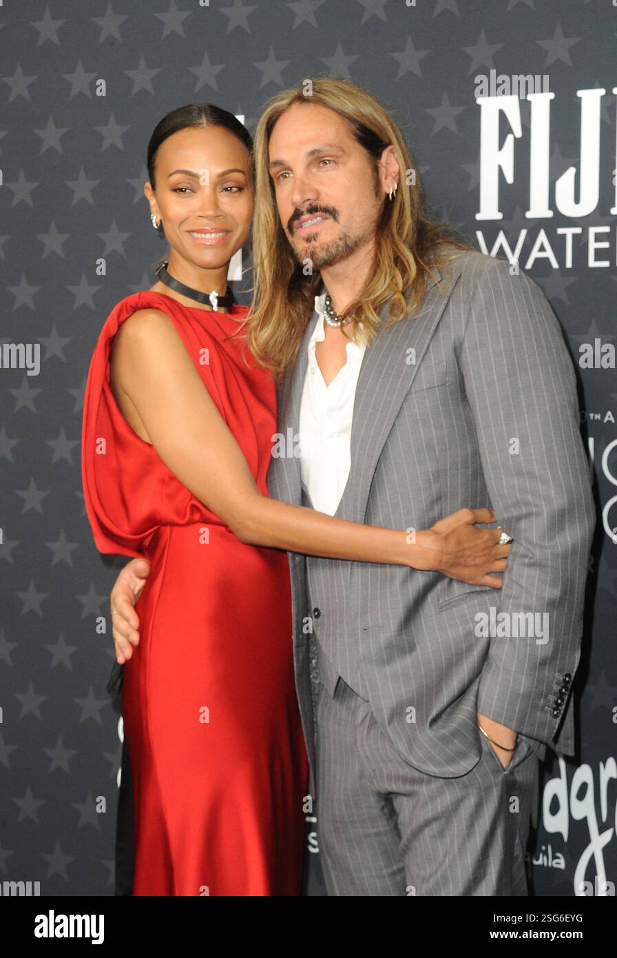 Marco Perego and Zoe Saldana at the 30th Annual Critics Choice Awards ...