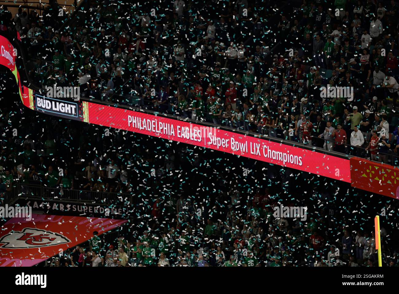 LED banners display Super Bowl Champions images after the Philadelphia ...
