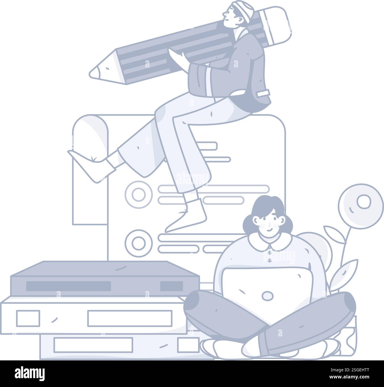 Learning Human Vector Education and learning people flat vector concept hand drawn ...