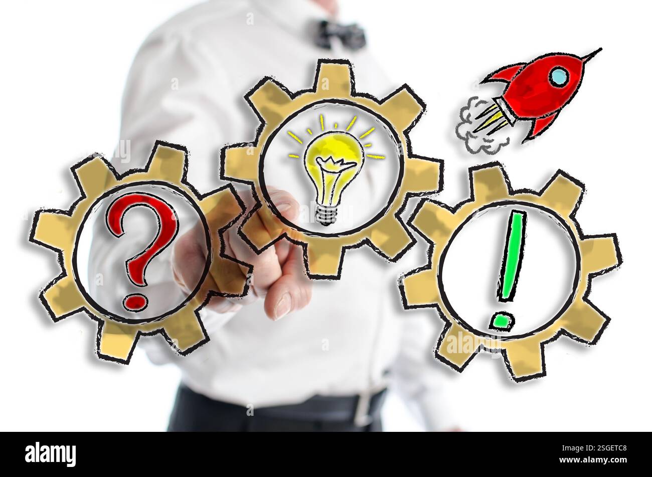 Problem solving concept shown by a man in background Stock Photo
