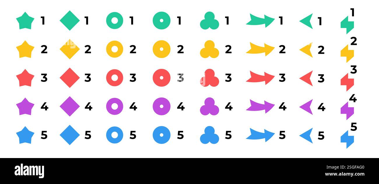 Bright colorful number bullet points collection Stock Vector