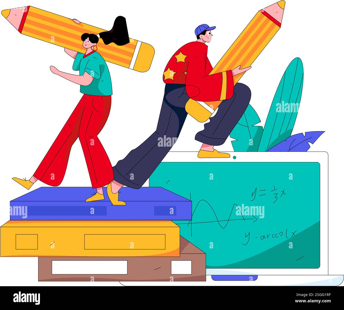 Education and learning people flat vector concept hand drawn ...