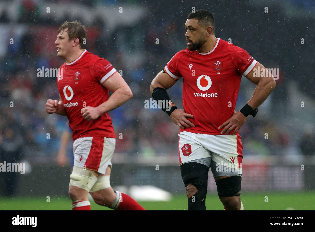 Jac Morgan of Wales, Taulupe Faletau of Wales seen in action during the ...