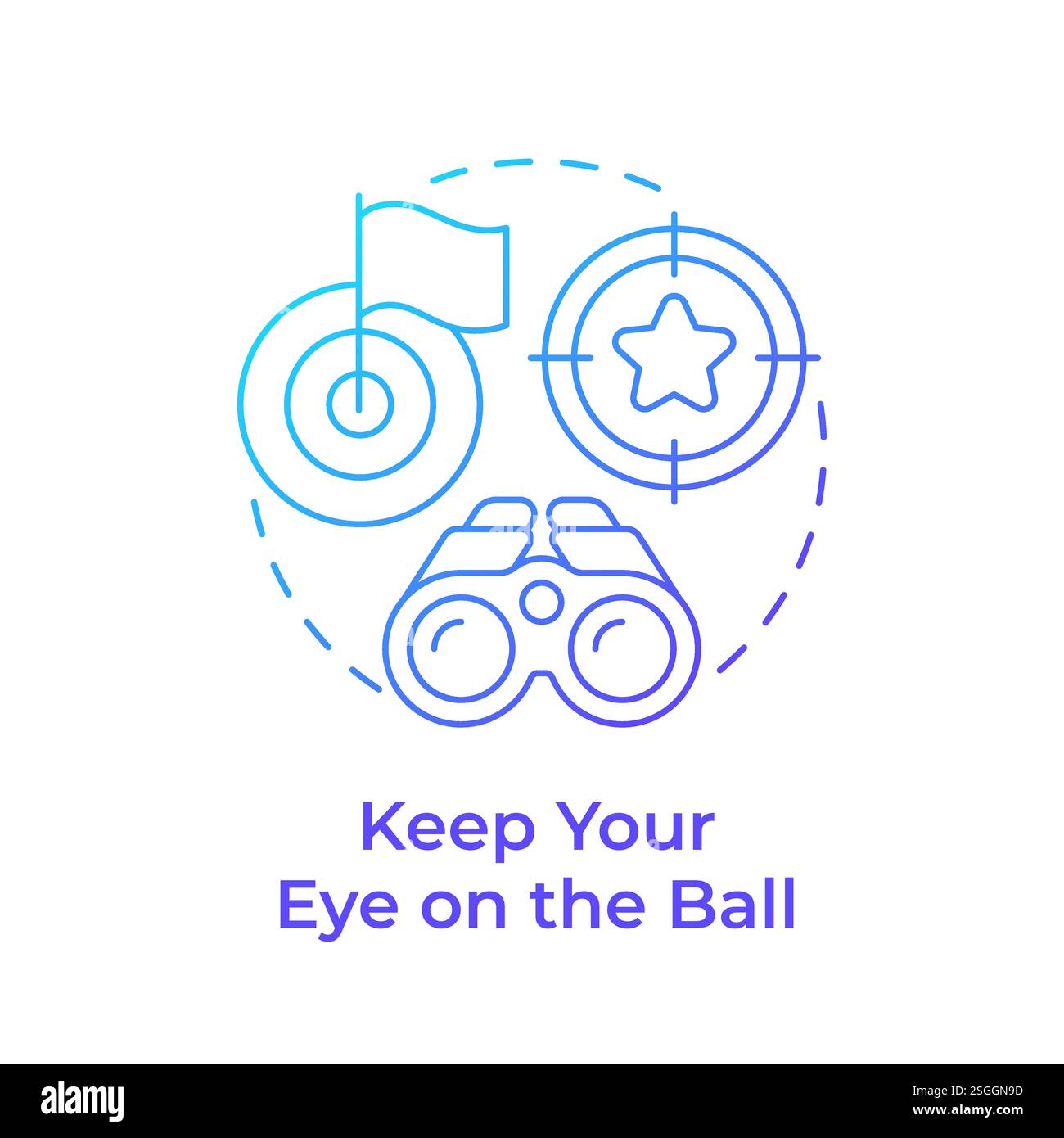Keep eye on ball blue gradient concept icon Stock Vector