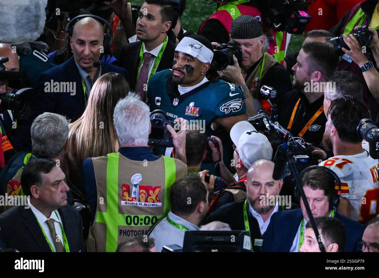 Philadelphia Eagles Quarterback Jalen Hurts following their Super Bowl ...