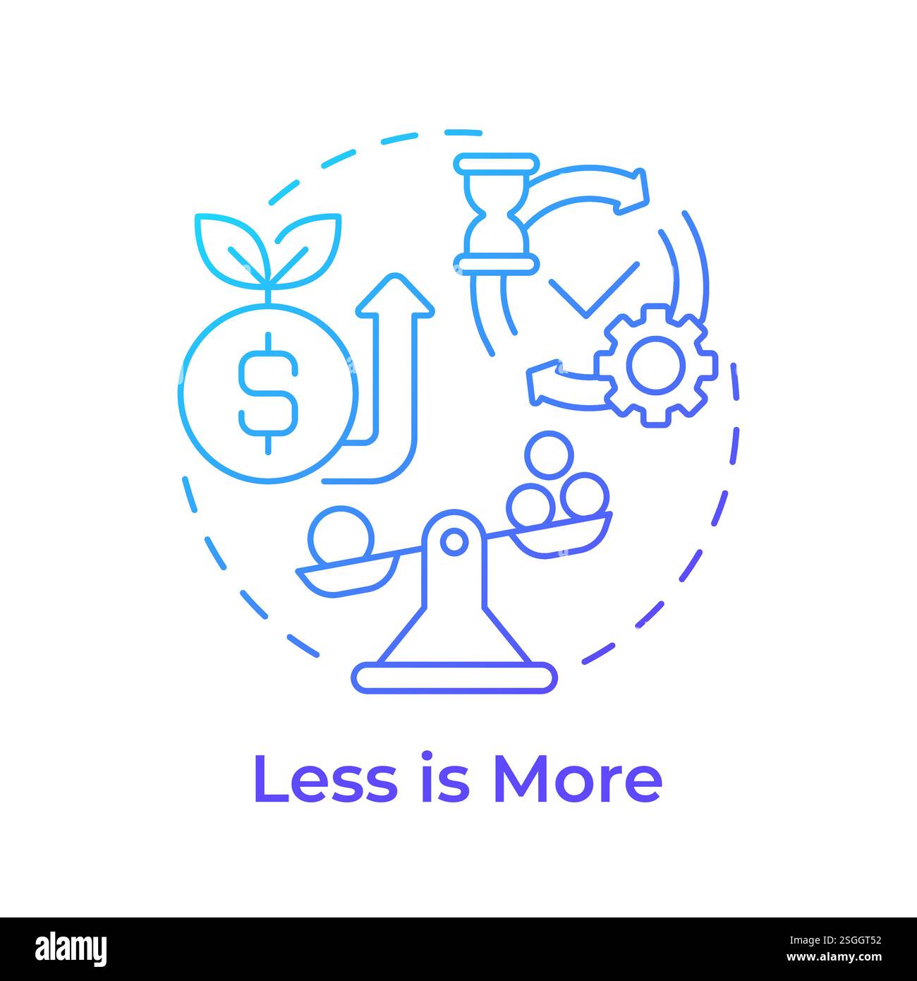 Less is more blue gradient concept icon Stock Vector