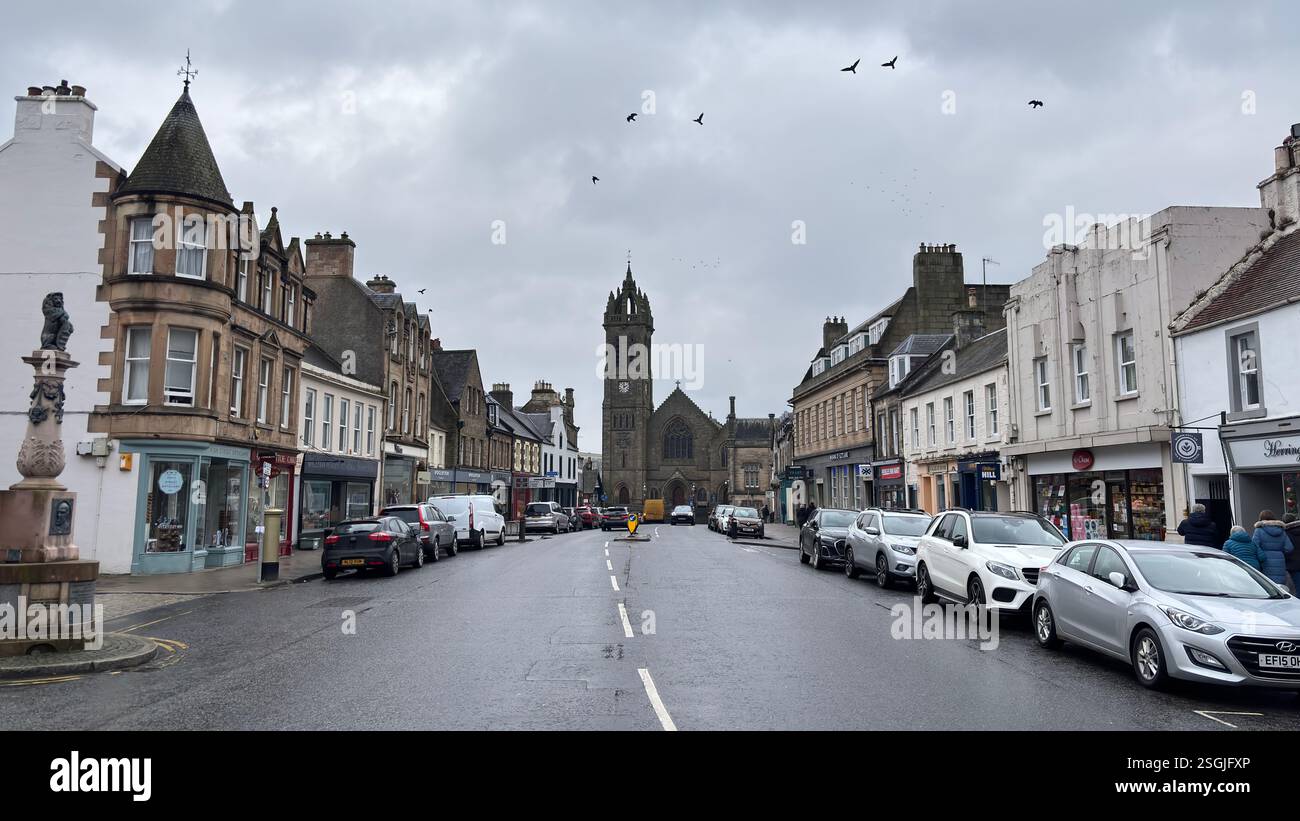 Peebles, Scottish Borders. Beautiful old village town in the Borders area of Scotland. Historic buildings and architecture. - Smartphone Captured Stock Image