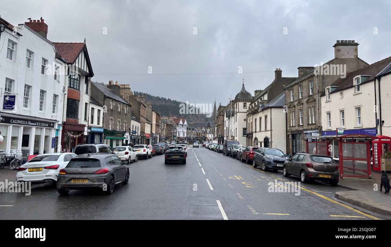 Peebles, Scottish Borders. Beautiful old village town in the Borders area of Scotland. Historic buildings and architecture. - Smartphone Captured Stock Image
