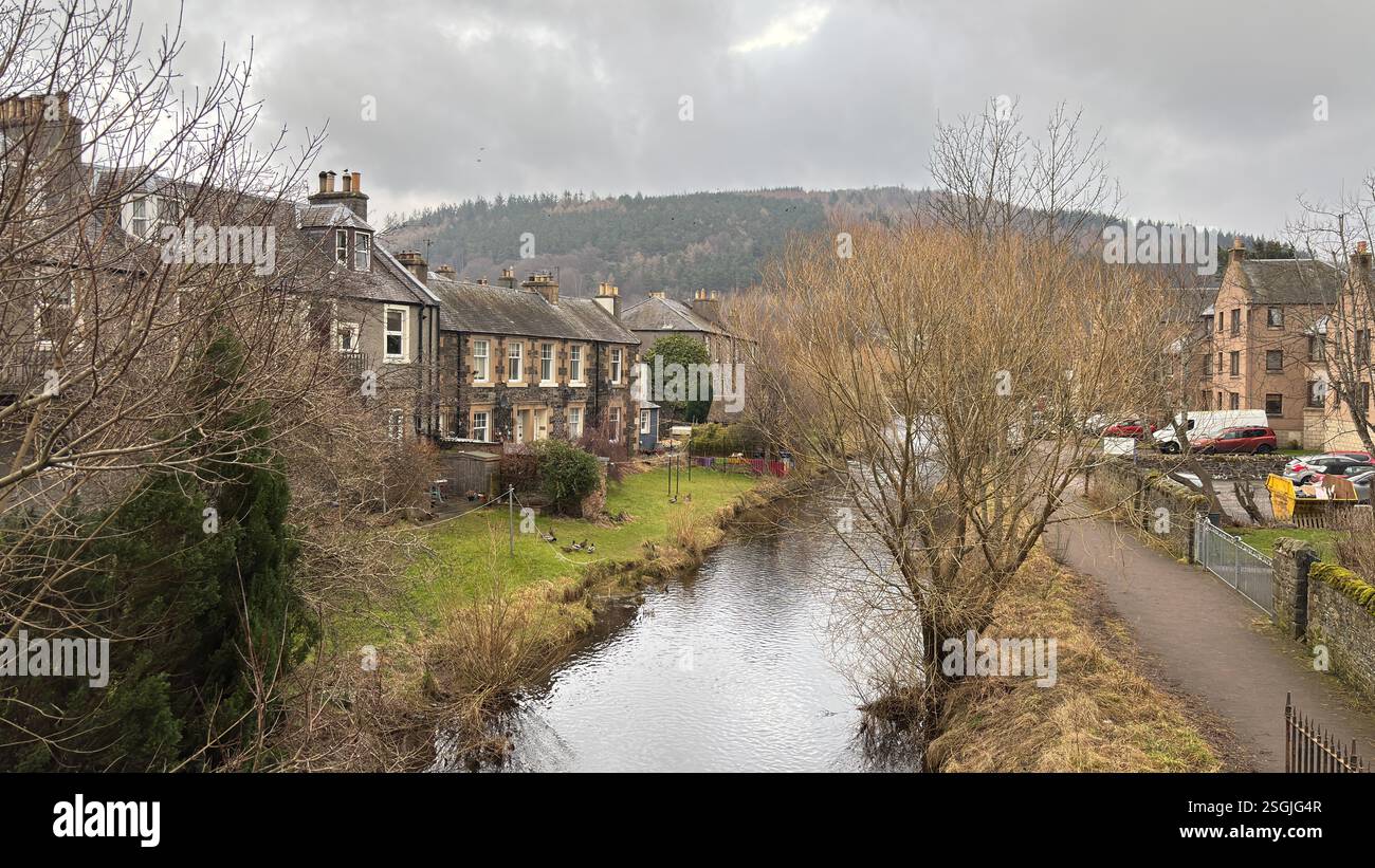 Peebles, Scottish Borders. Beautiful old village town in the Borders area of Scotland. Historic buildings and architecture. - Smartphone Captured Stock Image