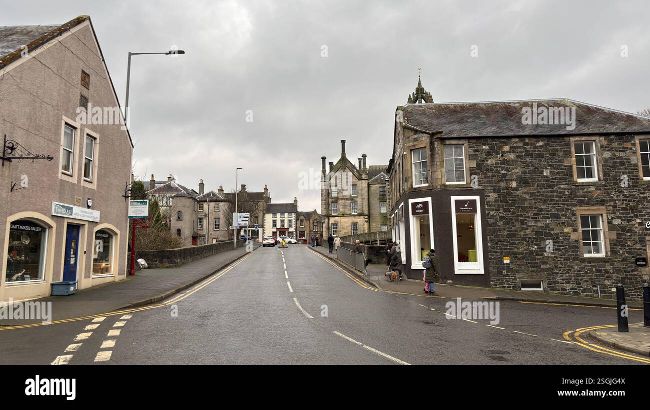 Peebles, Scottish Borders. Beautiful old village town in the Borders area of Scotland. Historic buildings and architecture. - Smartphone Captured Stock Image