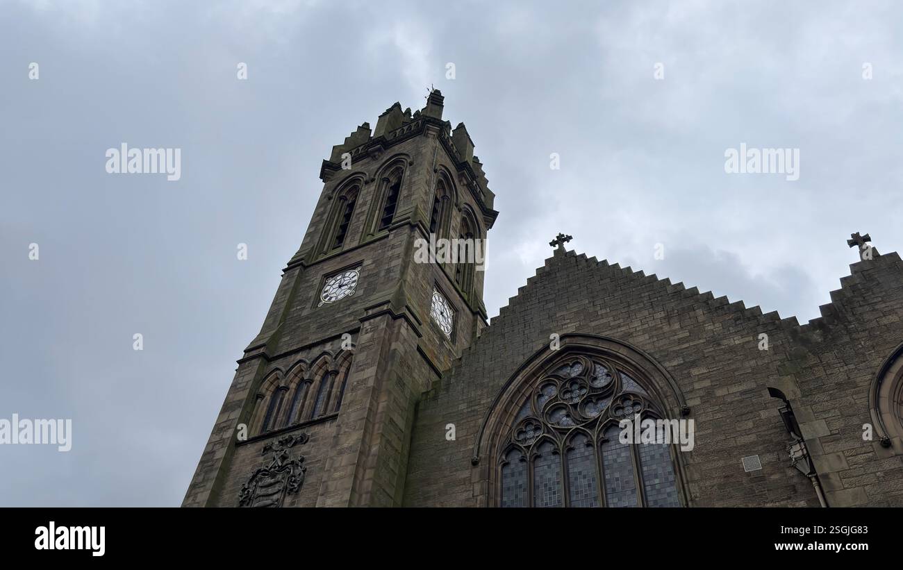 Peebles Old Parish Church. Peebles, Scottish Borders. Beautiful old village town in the Borders area of Scotland. Historic buildings and architecture. - Smartphone Captured Stock Image
