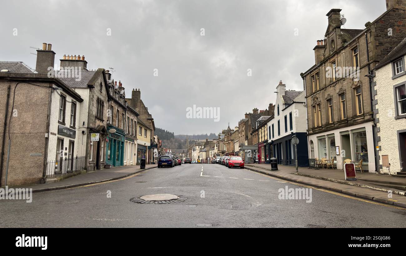 Peebles, Scottish Borders. Beautiful old village town in the Borders area of Scotland. Historic buildings and architecture. - Smartphone Captured Stock Image