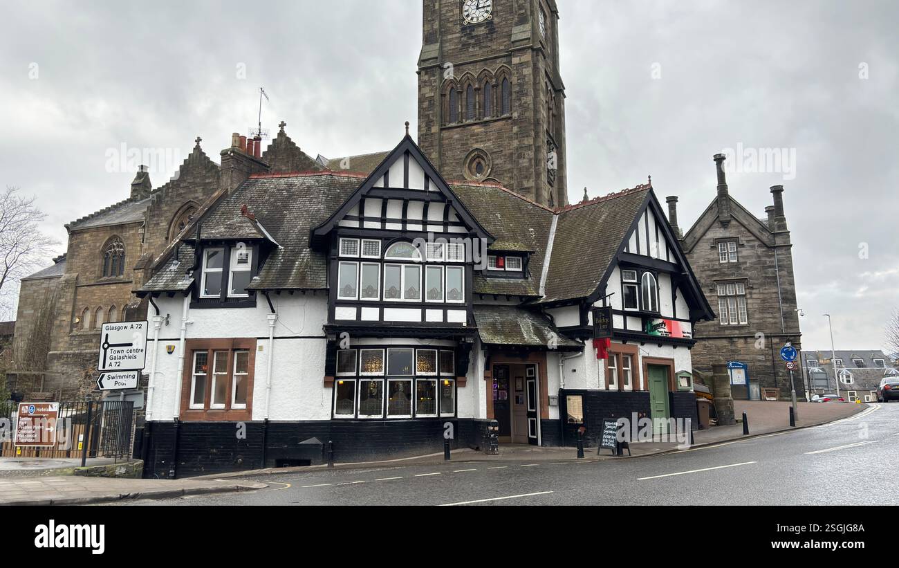 Peebles, Scottish Borders. Beautiful old village town in the Borders area of Scotland. Historic buildings and architecture. - Smartphone Captured Stock Image
