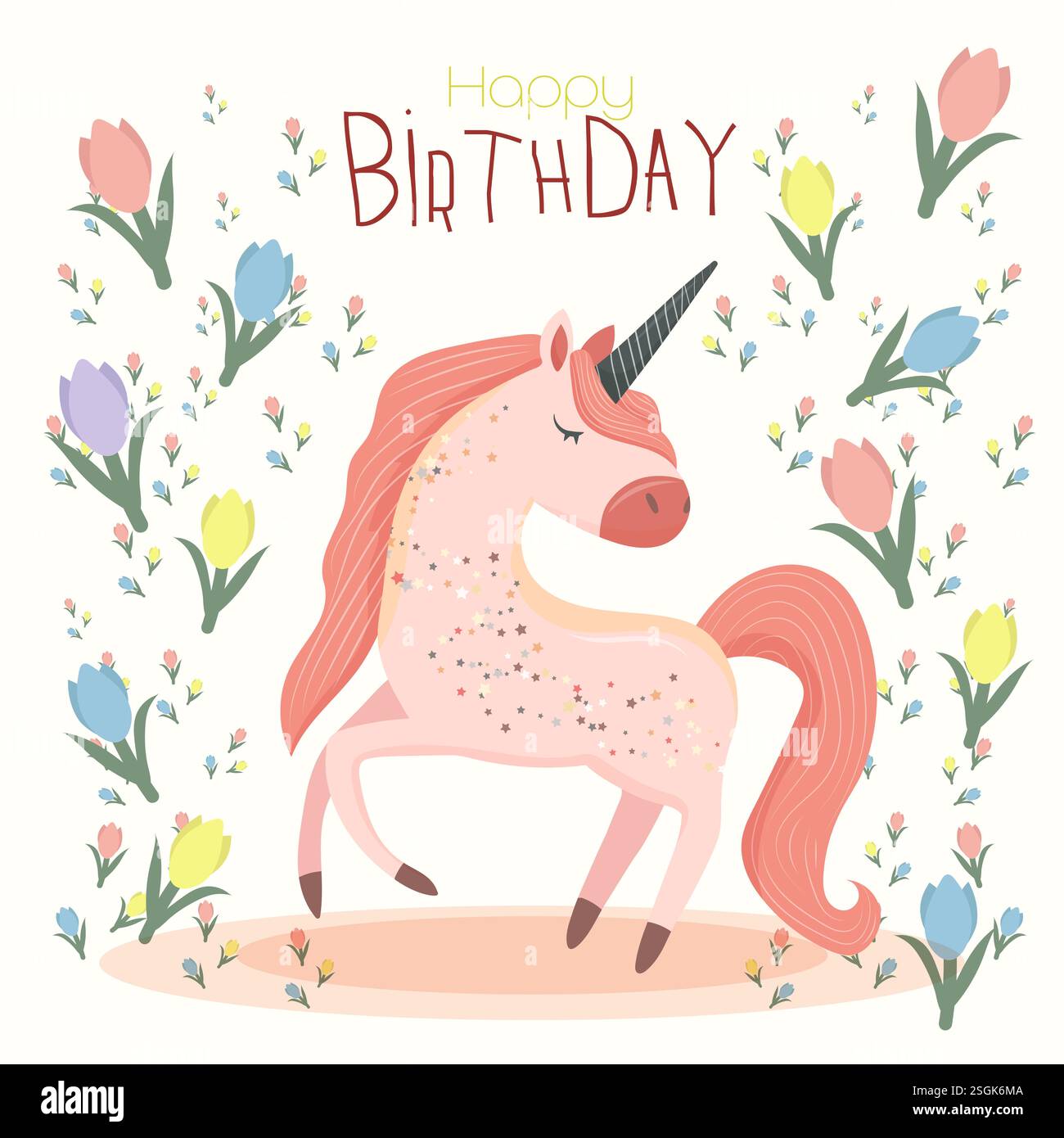 Happy birthday unicorn vector hi-res stock photography and images - Alamy
