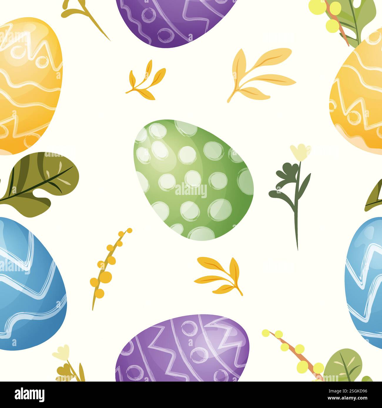 pattern with Easter eggs for cards, packaging and children's textiles Stock Vector