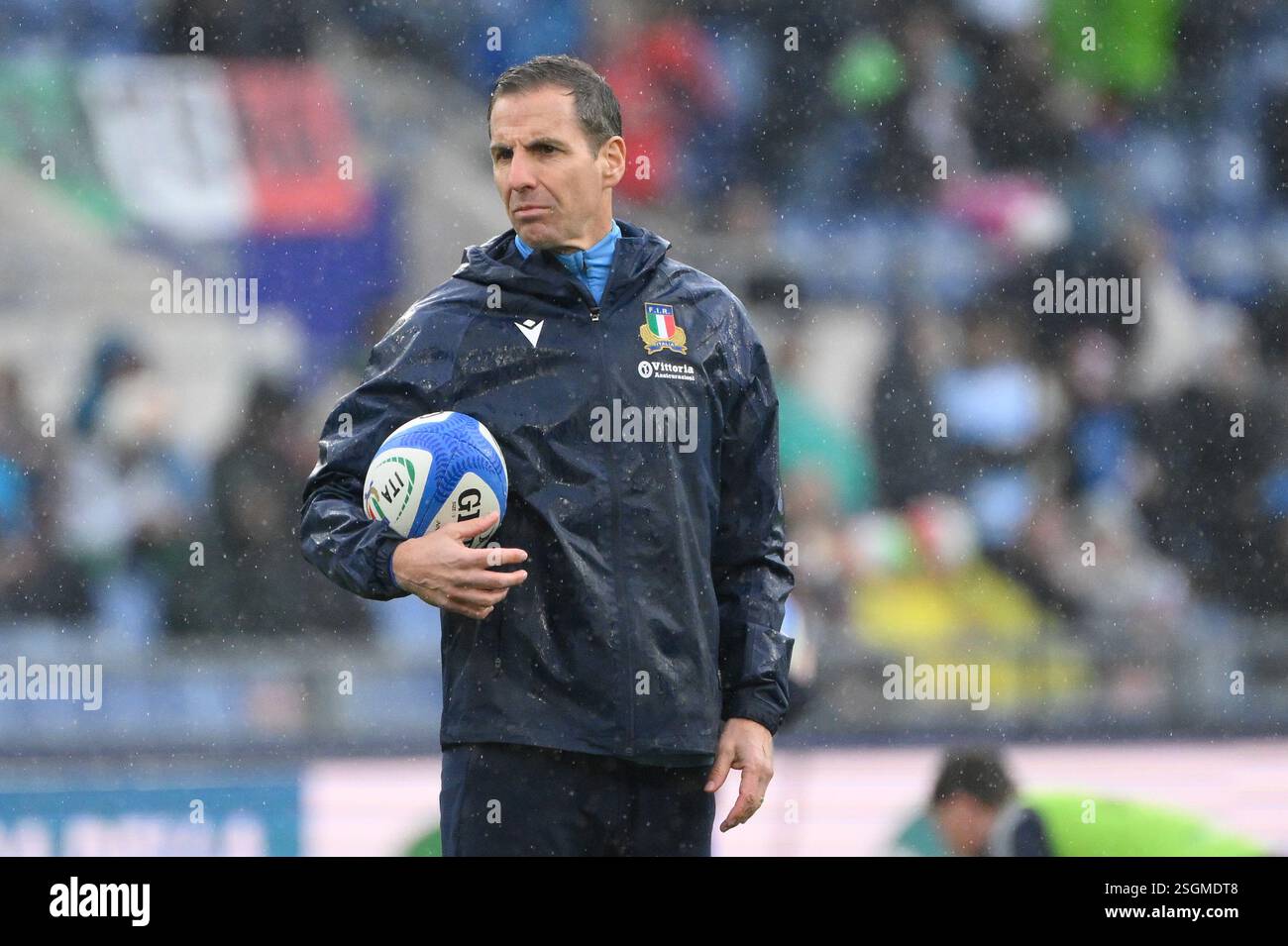 Quesada Rugby Roma, Italia. 08th Feb, 2025. Italia's Gonzalo Quesada head coach ...
