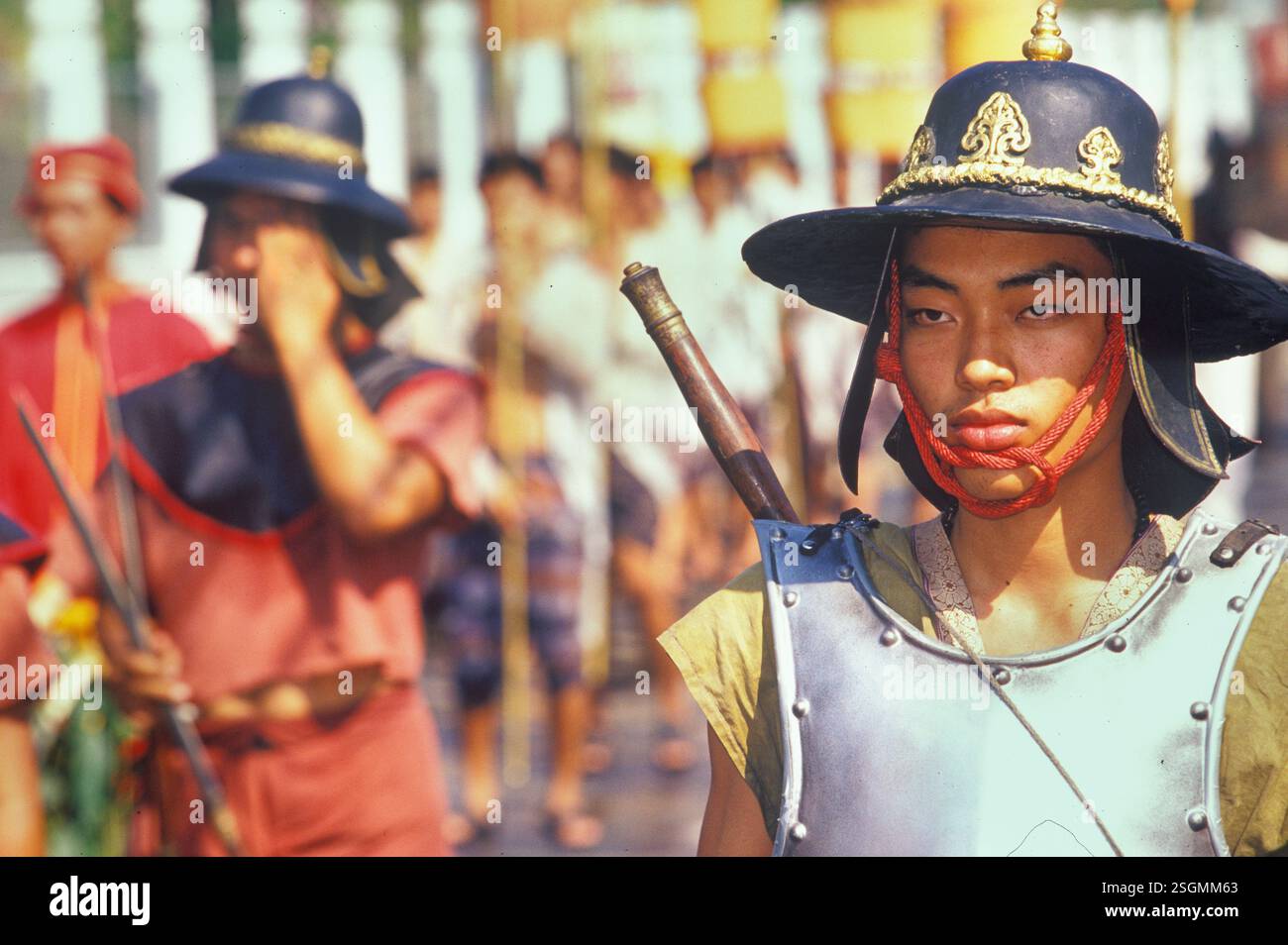 Thai soldiers parading, King Narai Reign Fair, Lopburi, Thailand, Asia Stock Photo