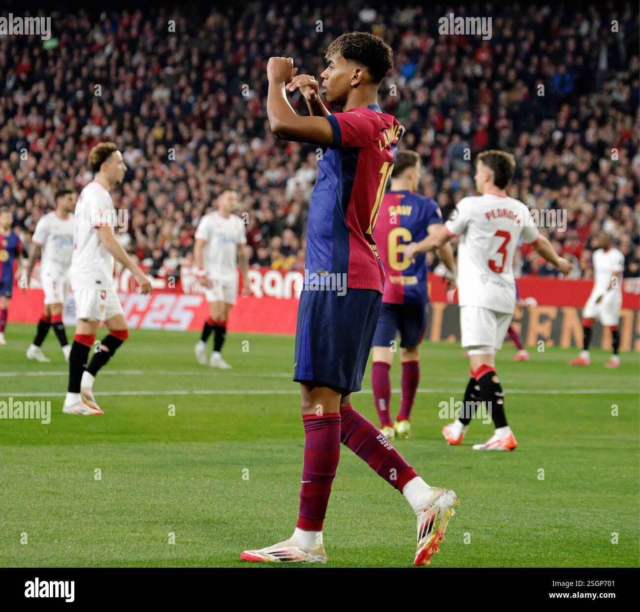 Spanish La Liga EA Sports soccer match Sevilla vs FC Barcelona at Ramon ...