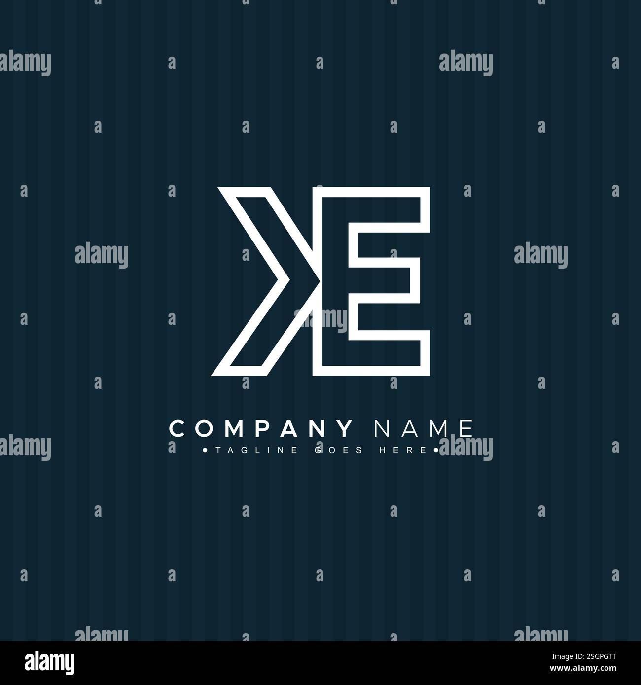 Creative Monogram for Initial Letter KE Logo - Minimal Vector Logo Template for alphabet K & E Stock Vector