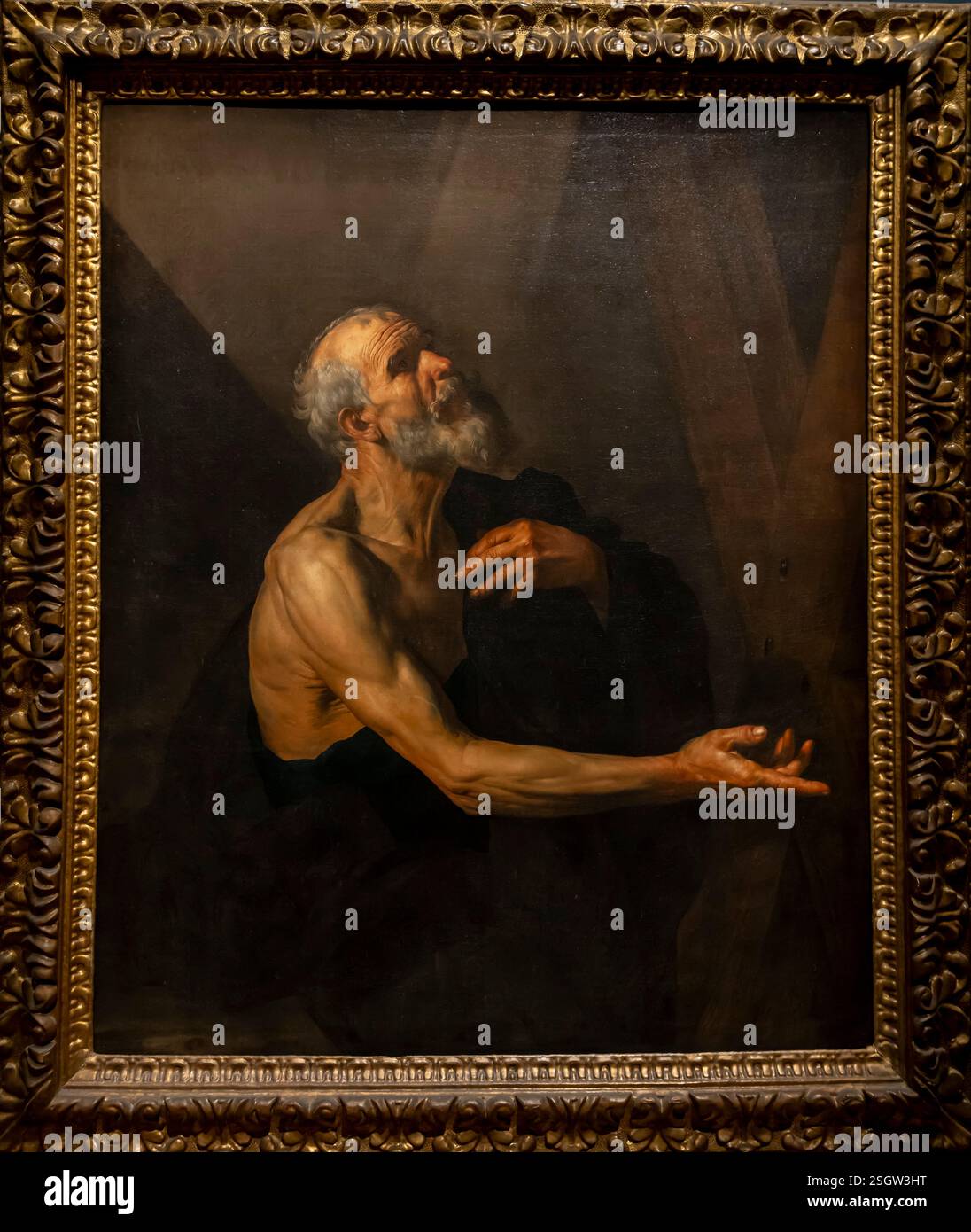 Paris, France - 02 09 2025: Darkness and light. Saint Andrew painted by ...