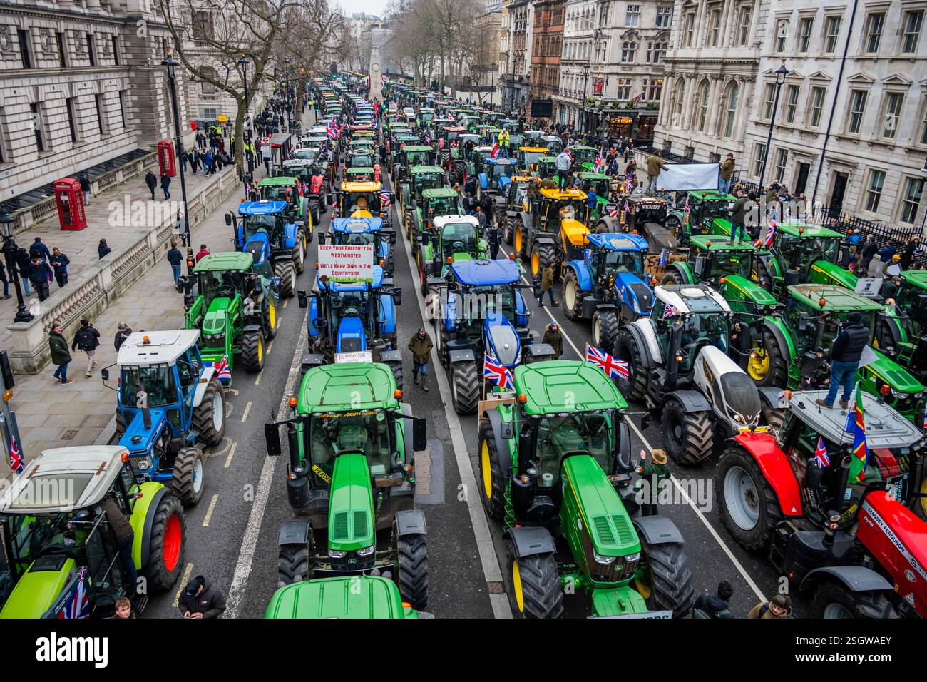 London, UK. 10th Feb, 2025. Hundreds of tractors arrive in Whitehall ...