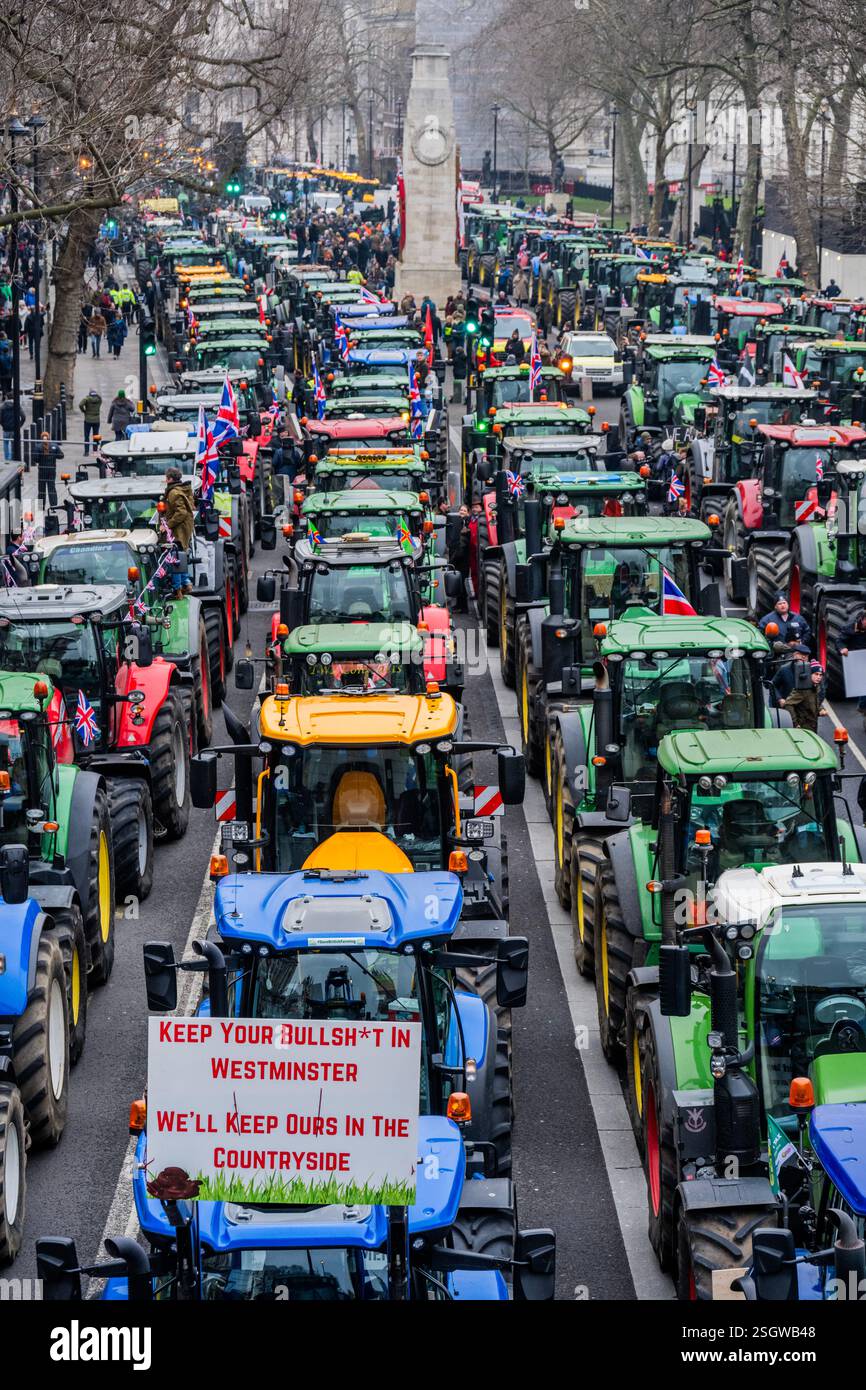 London, UK. 10th Feb, 2025. Hundreds of tractors arrive in Whitehall ...