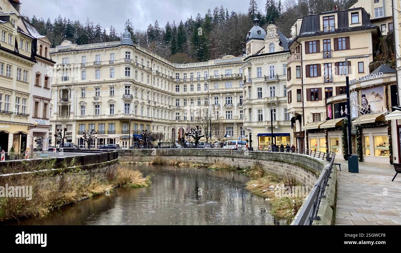 A picturesque European village nestled in the mountains - Smartphone Captured Stock Image