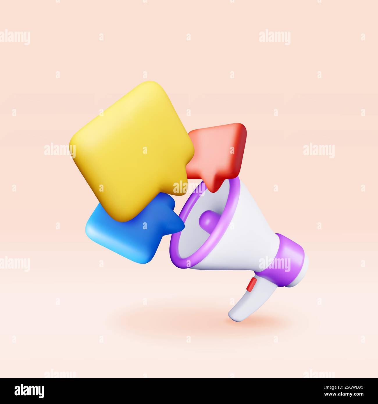 3D megaphone with blank bubble chat isolated Stock Vector