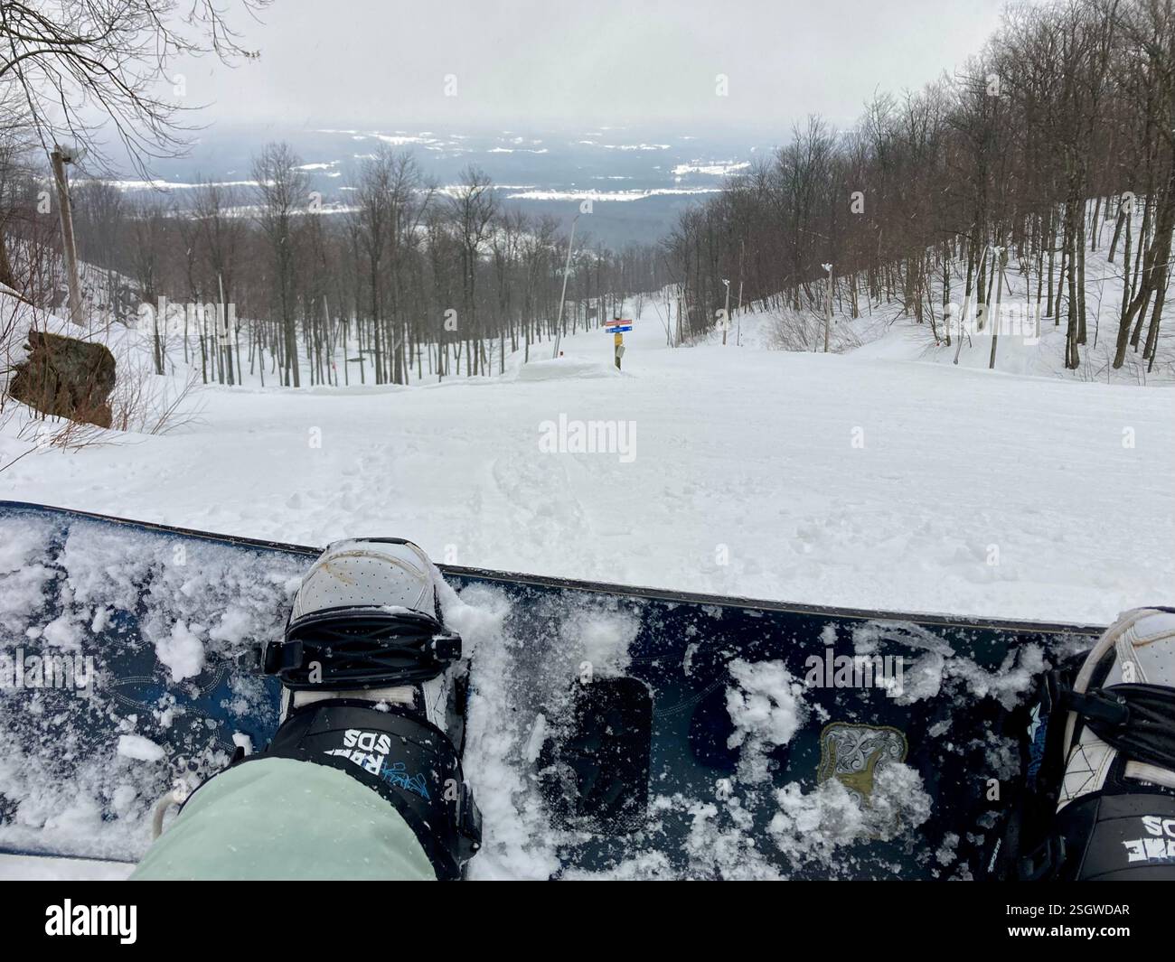 Riding the slopes with the perfect winter view - Smartphone Captured Stock Image