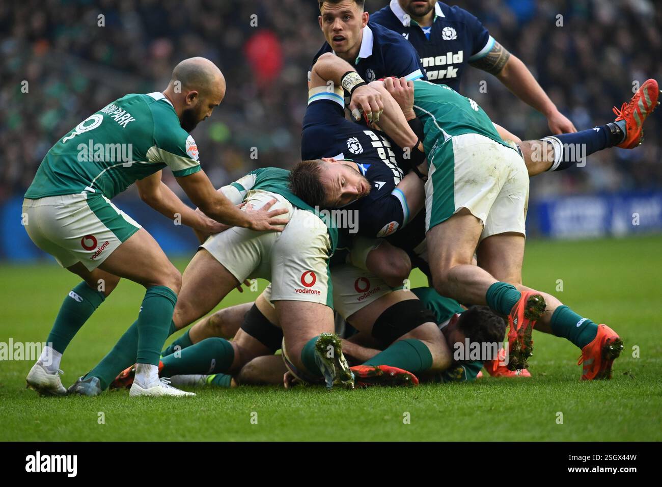 Matt fagerson of scotland tackled as ben white looks on hi-res stock ...