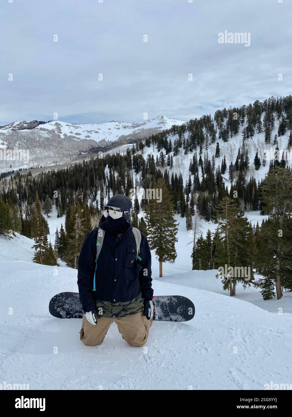 Snowboarder at Utah Ski Resort - Smartphone Captured Stock Image
