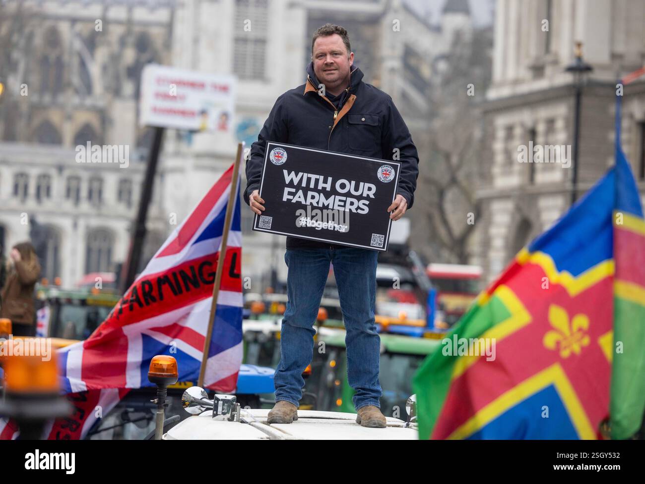 London, UK. 10th Feb, 2025. Hundreds of tractors arrive in Whitehall ...