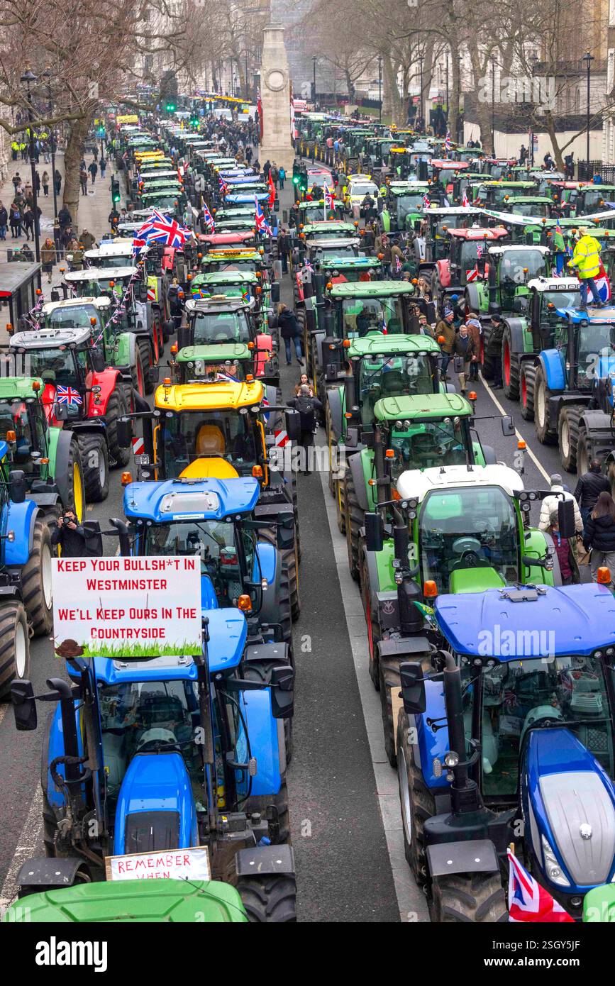 London, UK. 10th Feb, 2025. Hundreds of tractors arrive in Whitehall ...