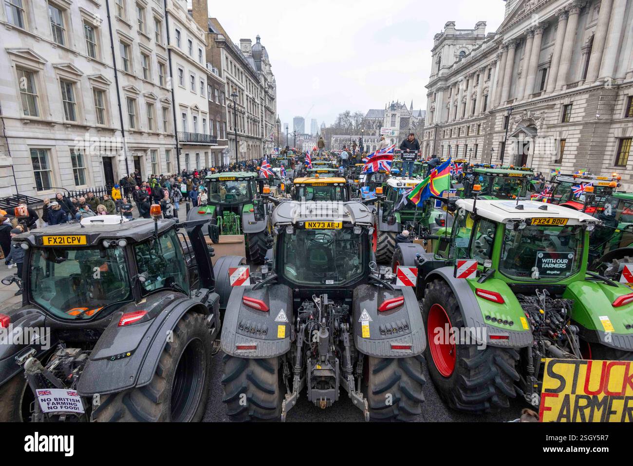 London, UK. 10th Feb, 2025. Hundreds of tractors arrive in Whitehall ...