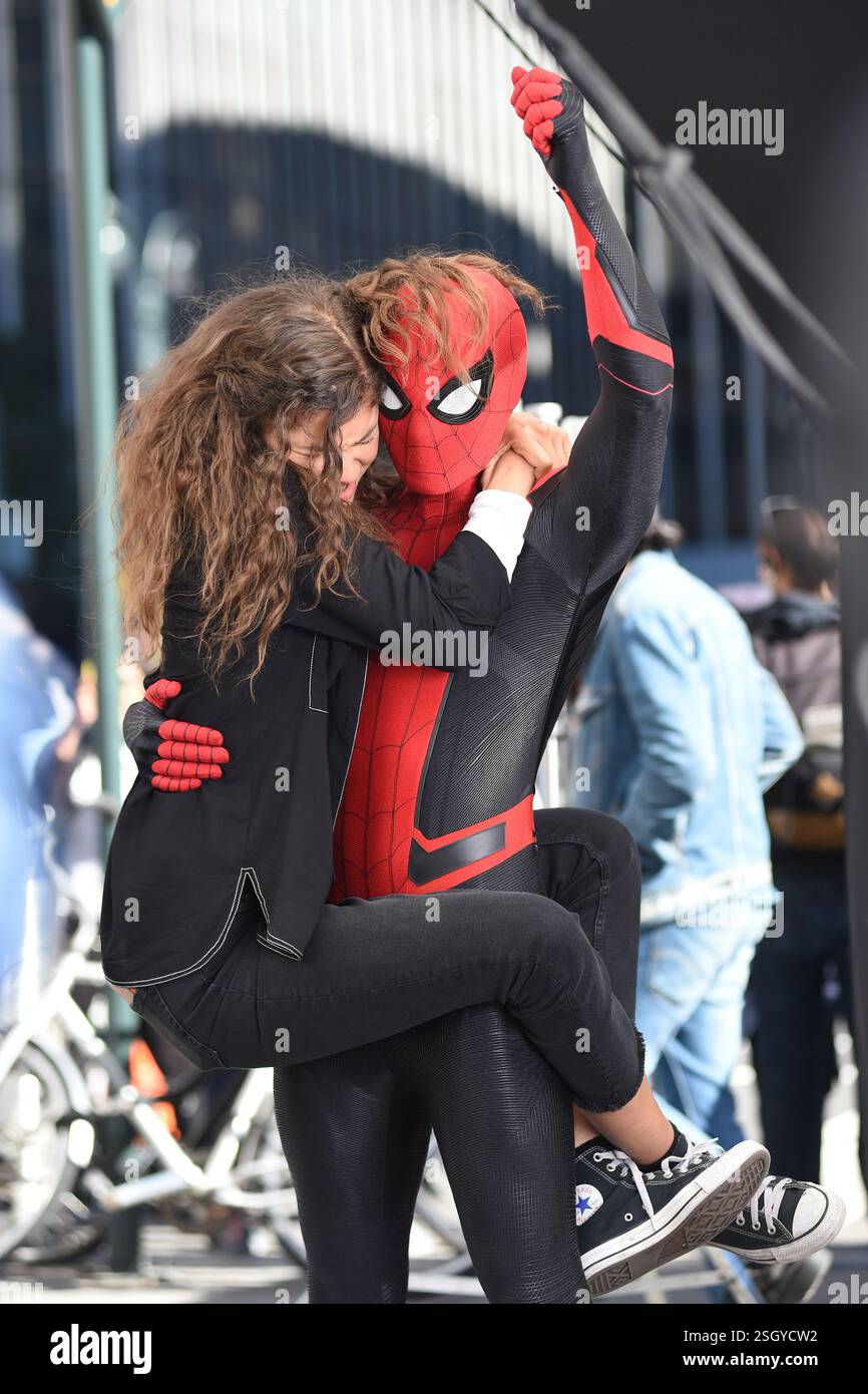 Zendaya and Tom Holland seen on set filming 'Spider-Man: Far From Home ...