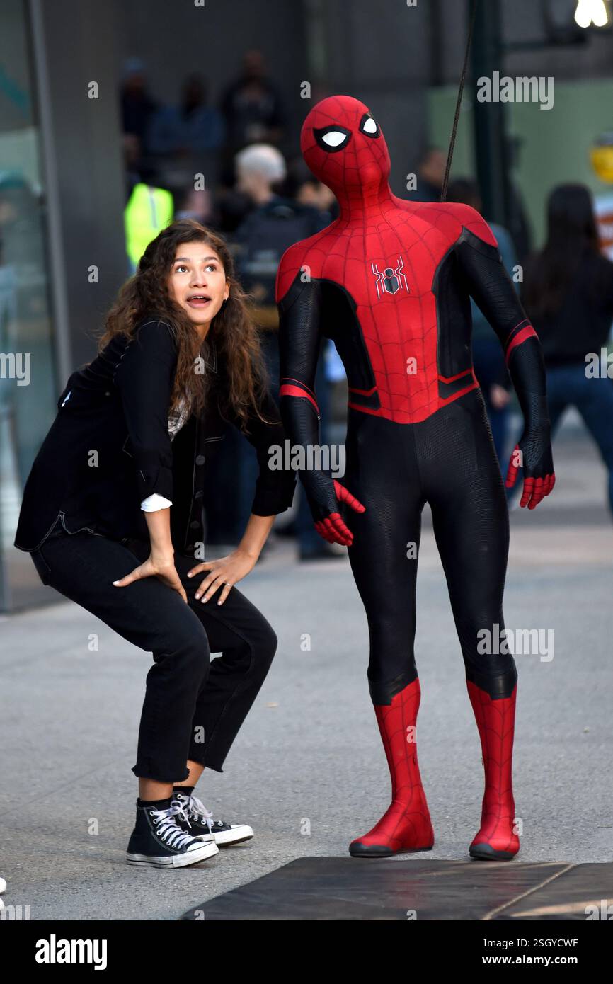 Zendaya and Tom Holland seen on set filming 'Spider-Man: Far From Home ...