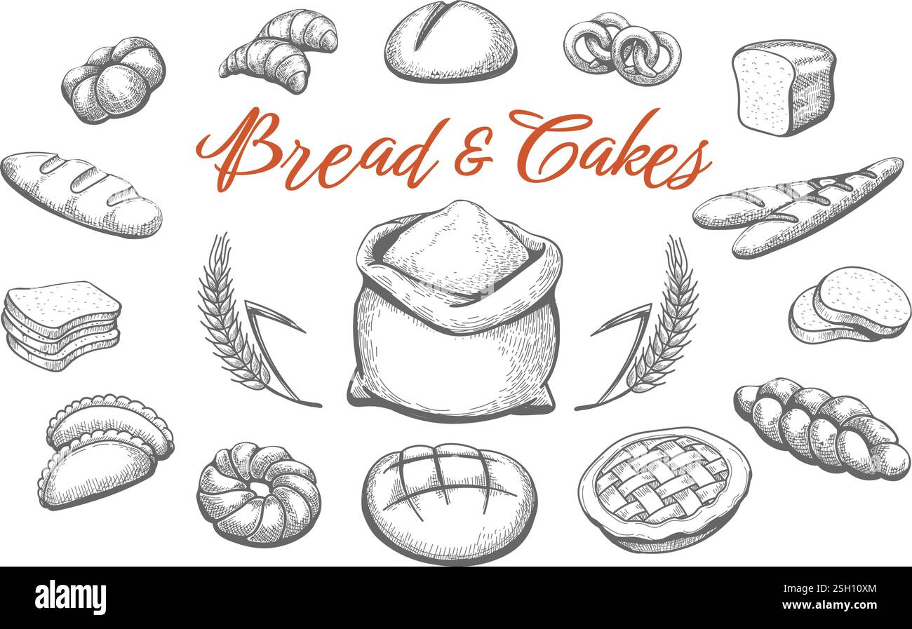 Hand drawn bakery products Stock Vector Image & Art - Alamy