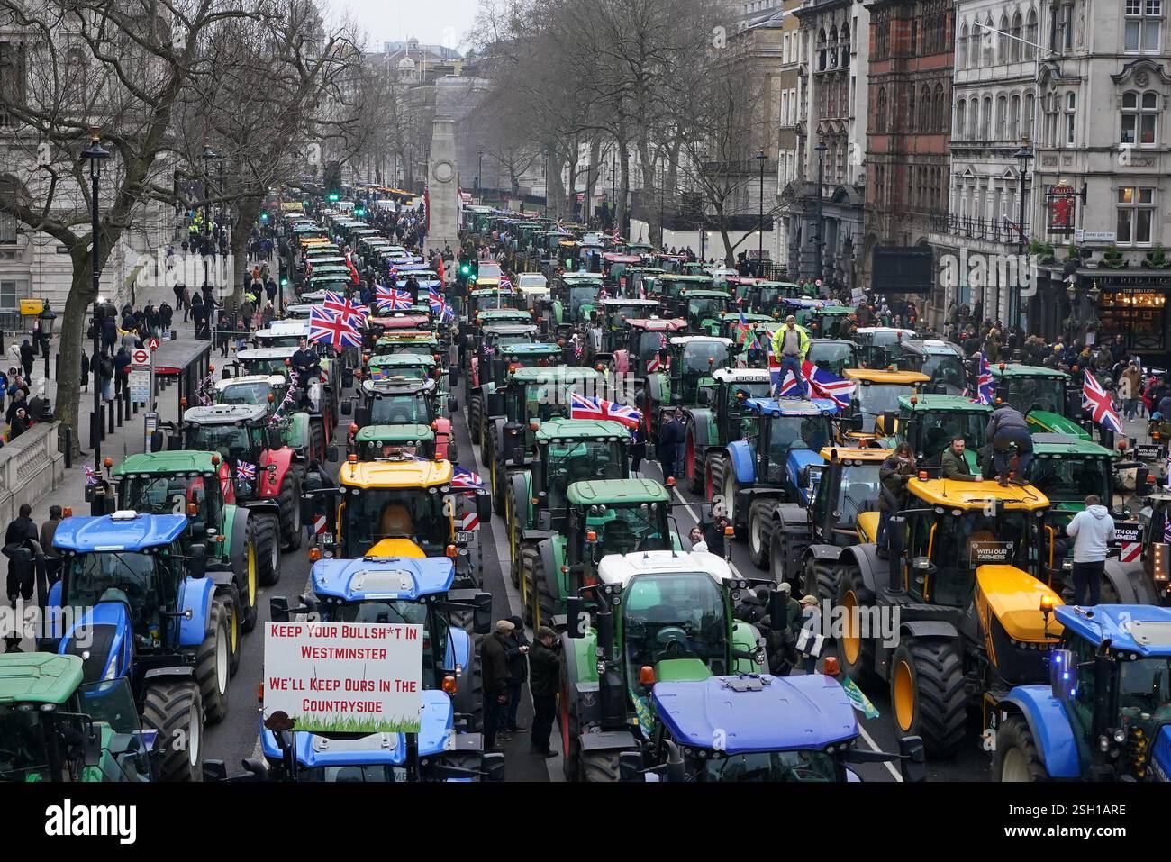 Farmers and their tractors protest in Whitehall, London, over the ...