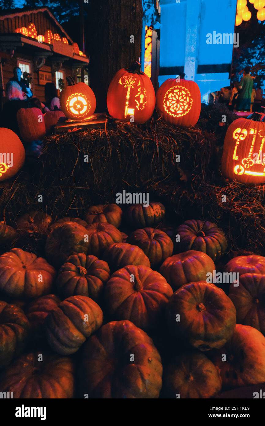 Red Spooky Halloween Night Glow Scene Stock Photo - Alamy